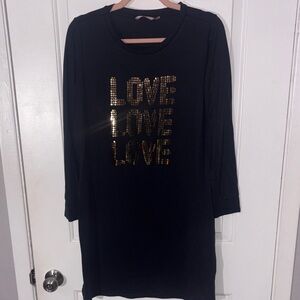 La Vie En Rose Black Nightshirt with Gold Accents